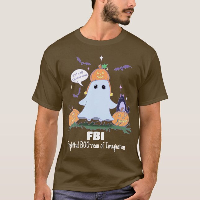 Drôle Halloween Ghost FBI Cartoon T-Shirt (Devant)