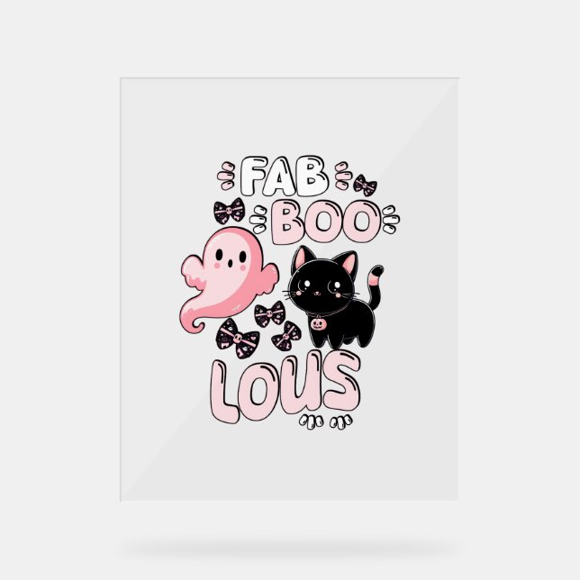 Drôle Halloween rose Fantôme Spooktacular Chat Fab (Recto)