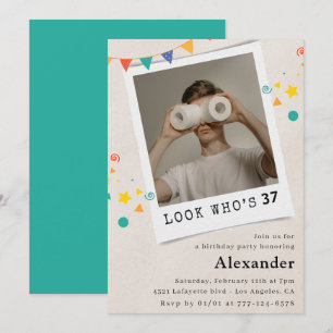 Drôle Hommes 37e anniversaire invitations Fun Phot