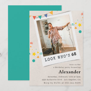 Drôle Hommes 68e anniversaire invitations Fun Phot