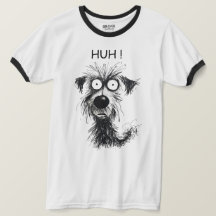 Drôle HUH ! Chien Sketch T-shirt Ringer masculin