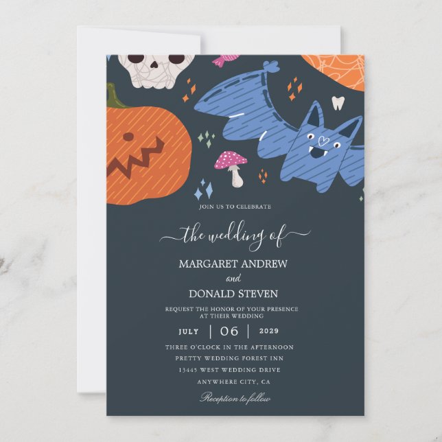 Drôle invitations de mariage Halloween (Devant)