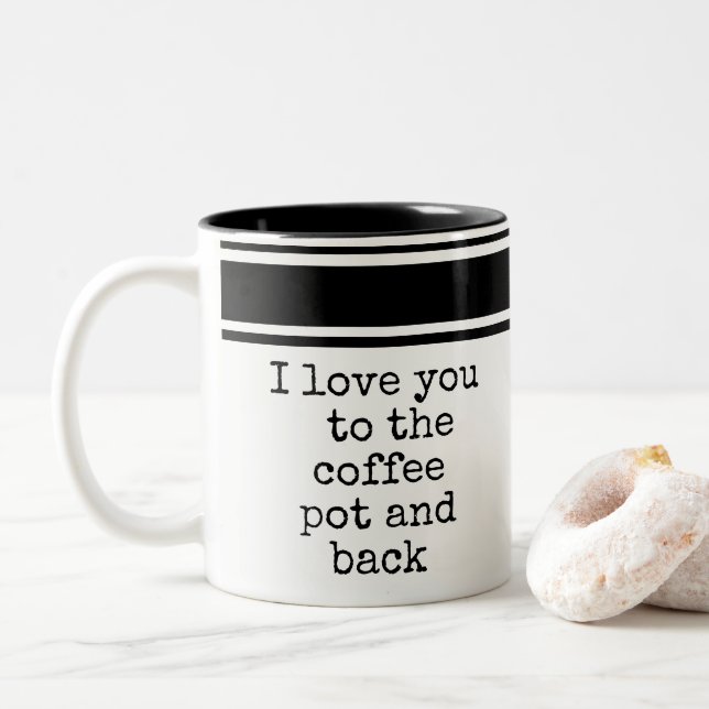 Drôle Je T'Aime Au Café Pot Et À La Mug De Retour (Avec donut)