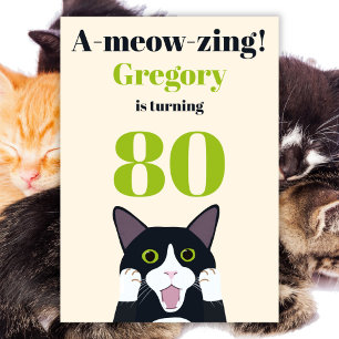 Drôle jeu de chat 80e anniversaire invitation fête