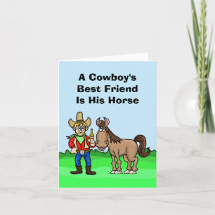 Drôle Jour de la carte de voeux Cowboy avec Cheval