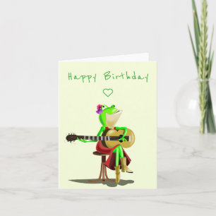 Drôle Joyeux Anniversaire Carte Frog avec Guitare