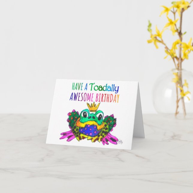 Drôle Joyeux Anniversaire Frog Carte de voeux (Fleur jaune)