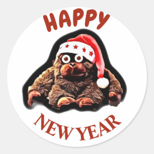 Drôle joyeux autocollant de la nouvelle année