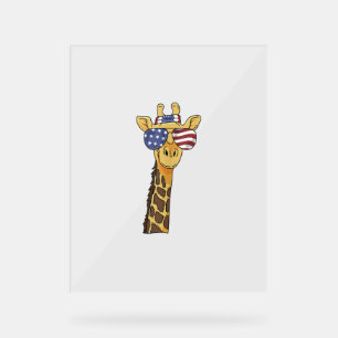 Drôle Juillet 4 US Drapeau Patriotique Giraffe