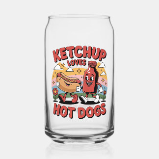 Drôle Ketchup et Hot Dog Cartoon Retro Food Art