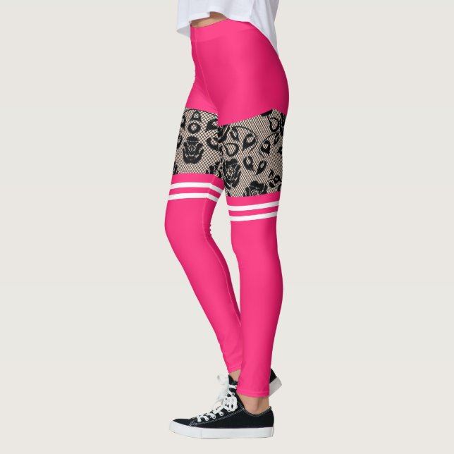 Drôle Leggings Faux Lace Chaussettes de pêche et S (Gauche)