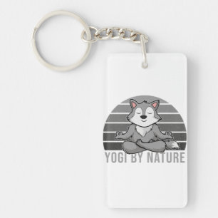 Drôle loup mignon faisant du yoga. drôles de yoga 
