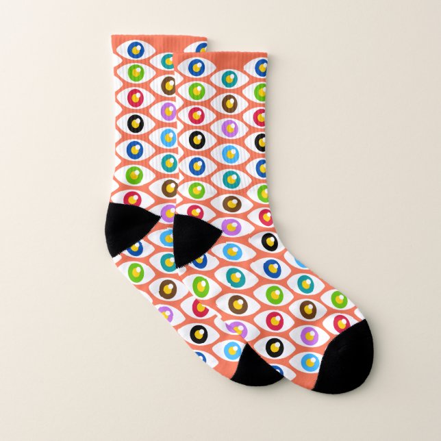 Drôle Lumineux Orange Yeux Hommes Chaussettes Femm (Paire)