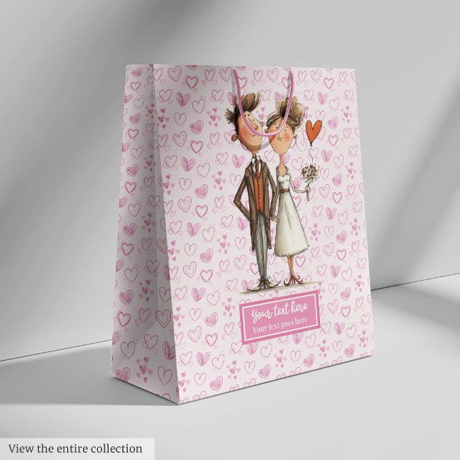 Drôle Mariage Quirky Couple Sac cadeau Nom personn (Funny Quirky Wedding Couple Gift Bag Custom Name)