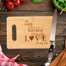 Drôle mignon chef cuisine avec amour nom personnal
