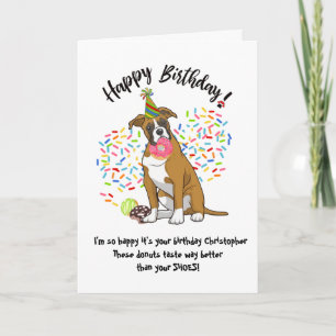 Drôle mignon Chien de boîte Carte d'anniversaire D