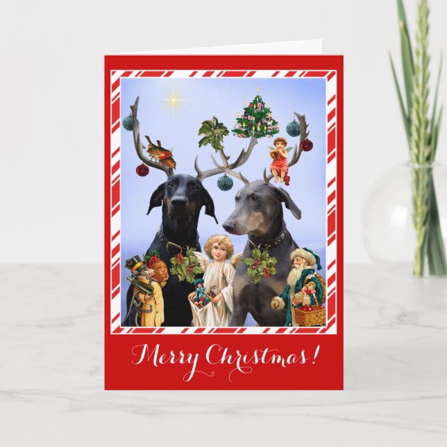 Drôle, mignon chien parodique carte de Noël (Devant)