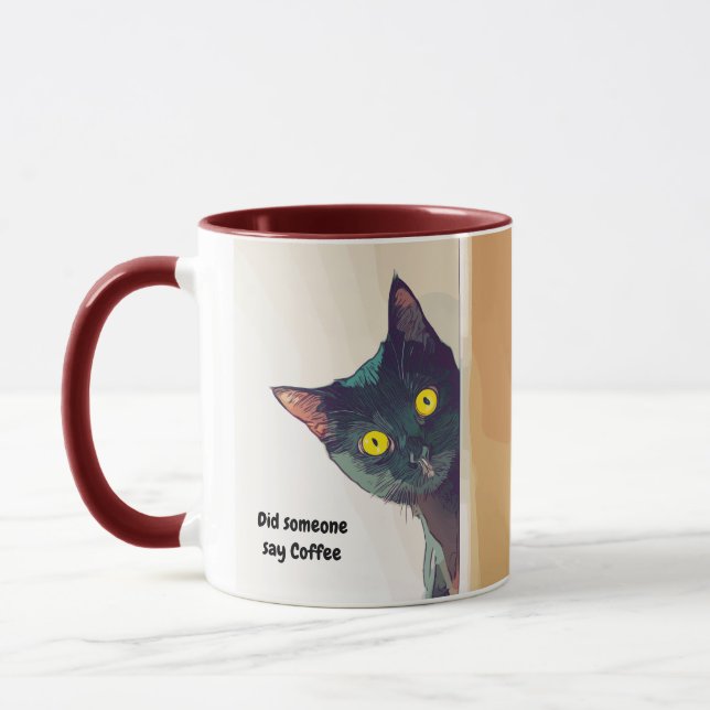 Drôle mignon Curious Chat illustré Mug (Gauche)