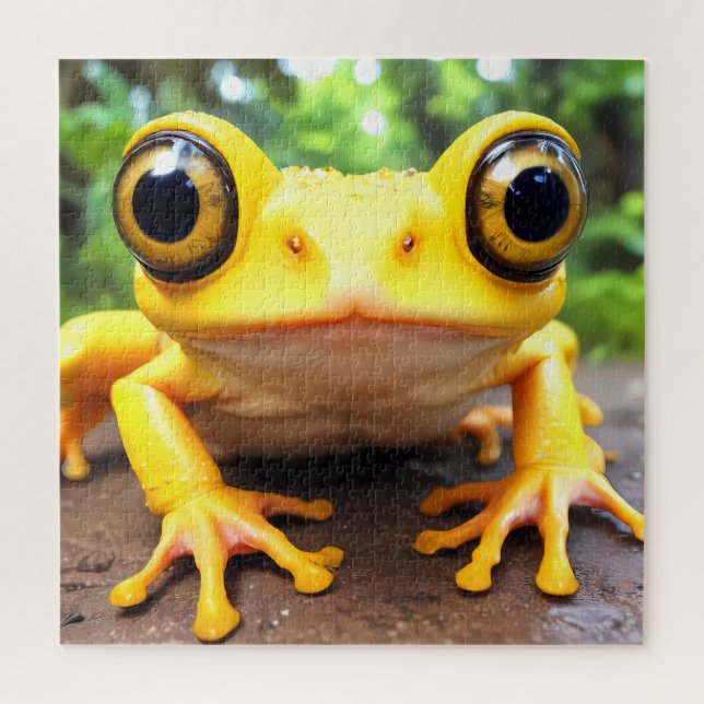 Drôle mignon Grenouille Jaune Puzzle (Vertical)