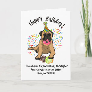 Drôle mignon taureau Mastiff Chien Carte d'anniver
