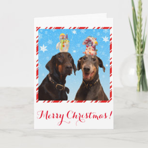 Drôle, mignonne carte de Noël pour chien Doberman