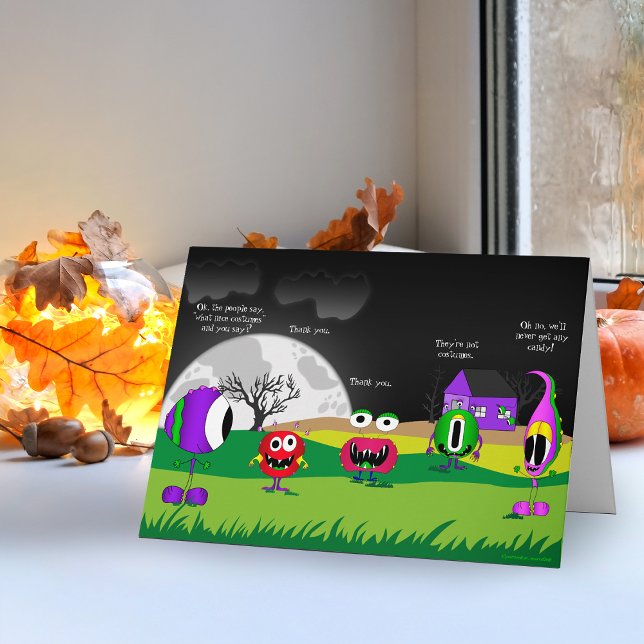 Drôle, Monstres, Carte Halloween (Check out this most awesome Halloween funny monsters greeting card!)