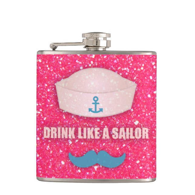 Drôle Moustache Boire comme un flacon de voile (Devant)