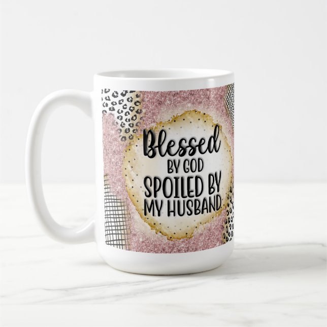 Drôle Mug de café femme, Coupe de femme bienheureu (Gauche)