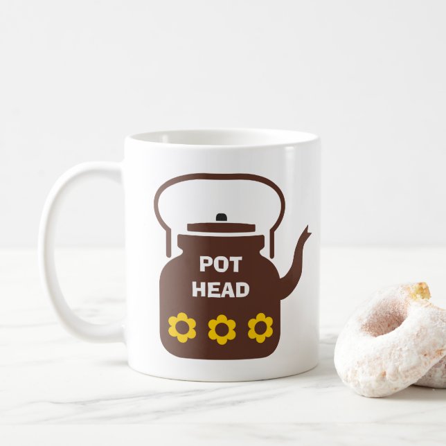 DRÔLE ! 🫖  Mug Tête de Pot – Amateur de Café & Th (Avec donut)