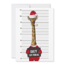 Drôle Mugshot Guilty Giraffe Noël Invitation