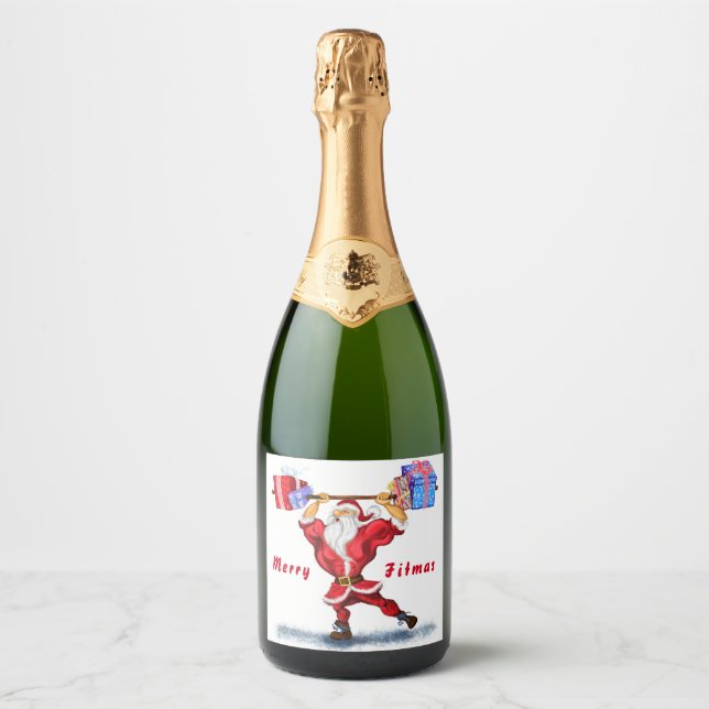 Drôle Noël bouteille Étiquette Père Noël avec cade (Devant)