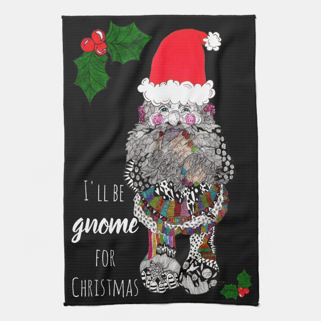 Drôle Noël Gnome Serviette de cuisine (Vertical)