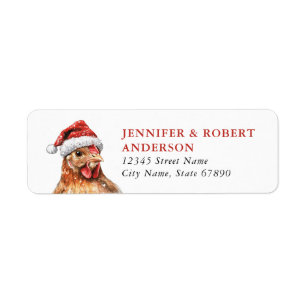 Drôle Noël Poulet Retour Adresse Étiquettes