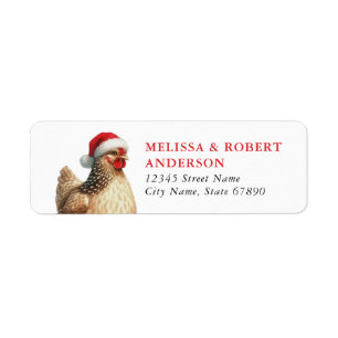 Drôle Noël Poulet Retour Adresse Étiquettes