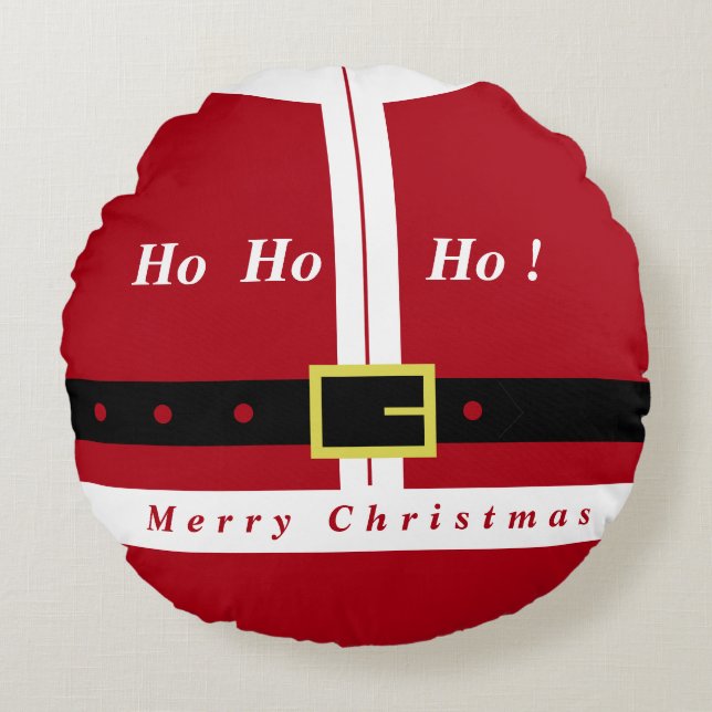 Drôle Noël rond Coussin Père Noël Design (Devant)
