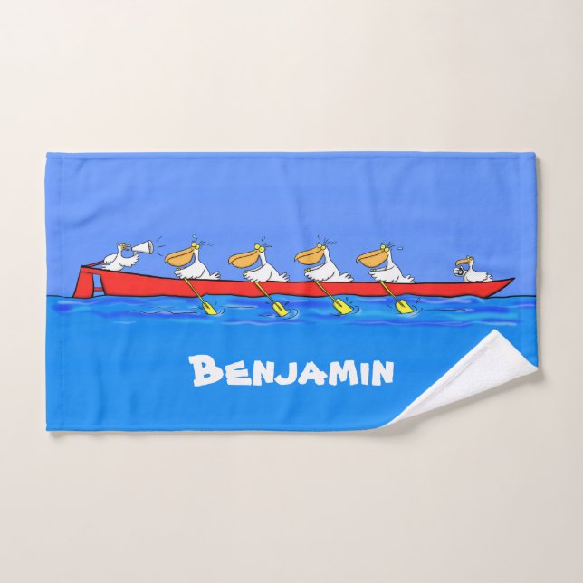 Drôle pélicans rameurs dessin animé (Serviette à main)