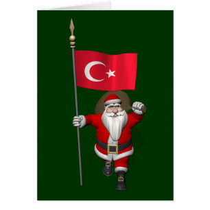 Drôle Père Noël Avec Drapeau De Turquie