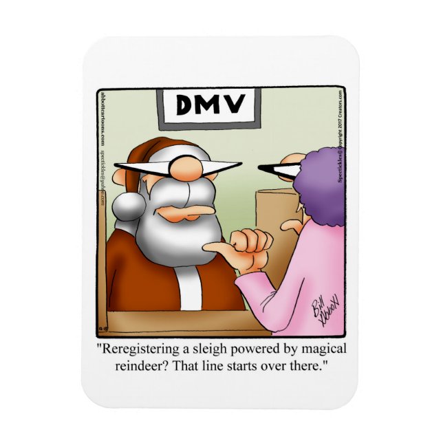 Drôle Père Noël chez DMV Humour Magnet Cadeau (Vertical)