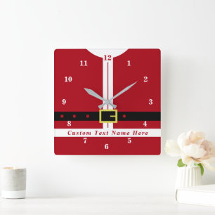 Drôle Père Noël Design Horloge de Noël Texte perso