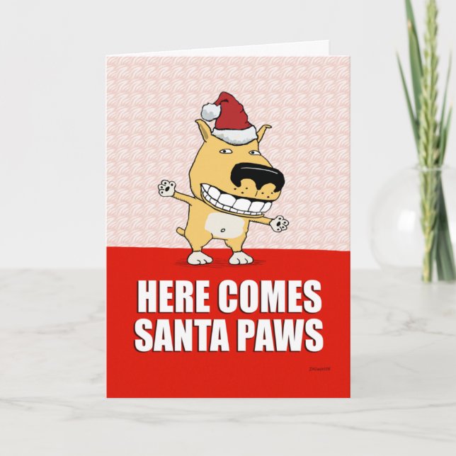 Drôle Père Noël Pws Chien Carte de Noël (Devant)