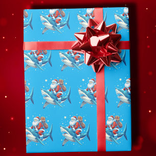 Drôle Père Noël Shark Enveloppe cadeau   Papier d'