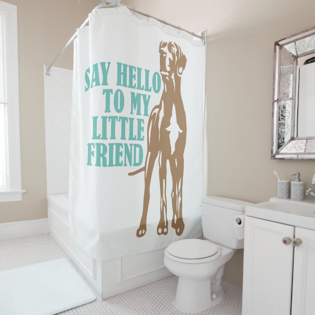 Drôle Petit Grand Dane Douche Rideau (En situation)