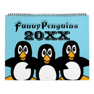 Drôle Pingouins Cartographie Grand Calendrier