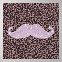 Drôle Pink Bling Moustache Et Motif Poster de anim