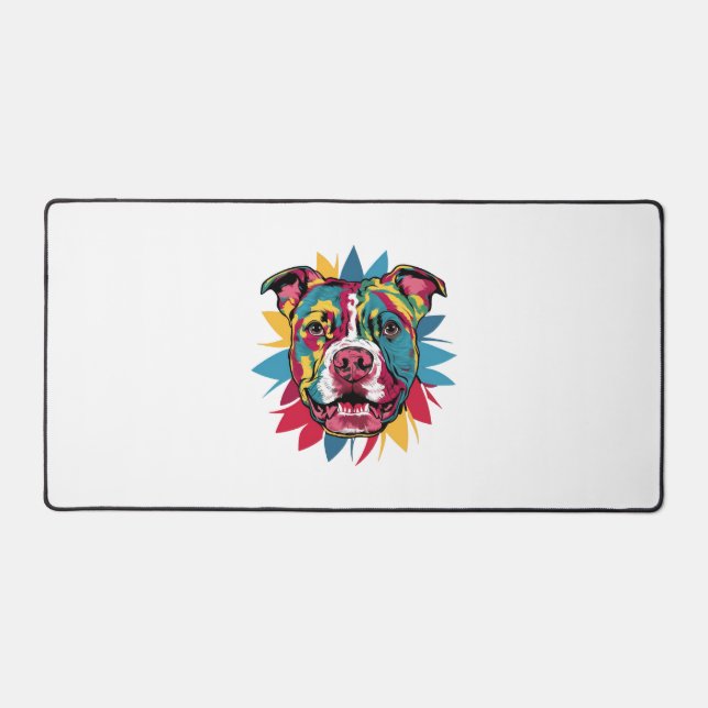 drôle pitbull de chien coloré (Recto)