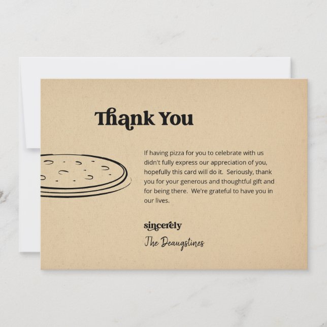 Drôle Pizza Mariage gratuit Carte de remerciements (Devant)