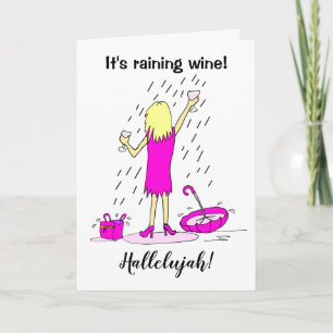 Drôle Pluie Vin Femme Carte Anniversaire