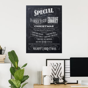 Drôle politiquement correct Chalk affiche de Noël