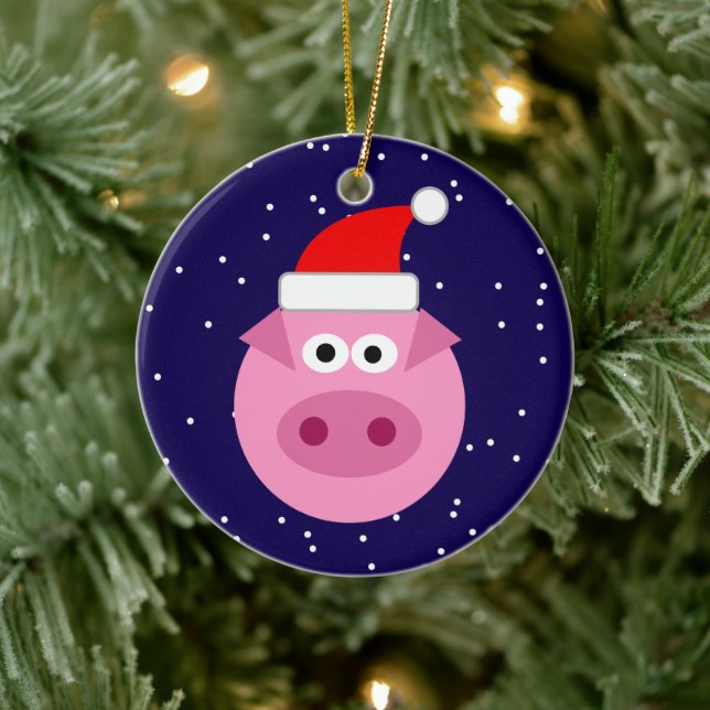 Drôle porc Père Noël dessin animé ornement arbre d (Arbre)