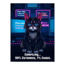 Drôle Programmeur Poster de chat - "Compiler 99% C